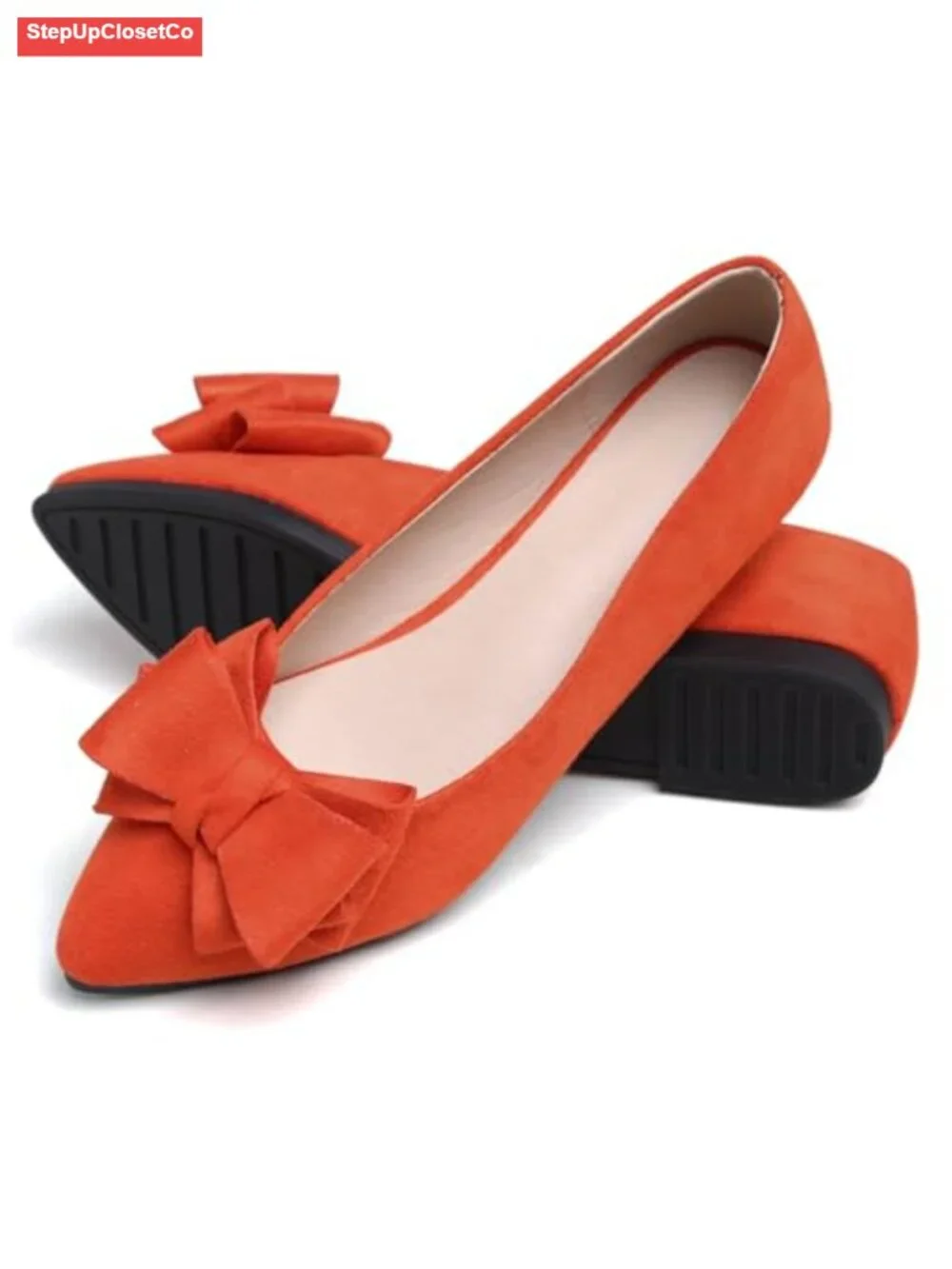 Satin Ballet Flats with Bowknot, Pointed Toe, Low Heel, Slip Resistant